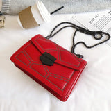 Women's Chain Shoulder Small Square Bag Soft Leather Messenger Bags