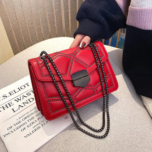 Women's Chain Shoulder Small Square Bag Soft Leather Messenger Bags