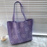 Canvas Art Large Capacity Shoulder Bag Purple Handbag