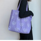 Canvas Art Large Capacity Shoulder Bag Purple Handbag