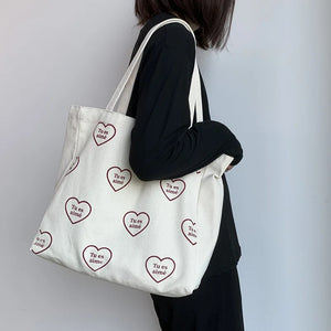 Canvas Art Large Capacity Shoulder Bag Purple Handbag