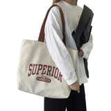 Canvas Women's Shoulder Bag Large Capacity Retro Ins Travel Tote Bag