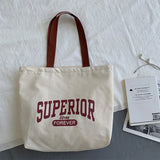 Canvas Women's Shoulder Bag Large Capacity Retro Ins Travel Tote Bag