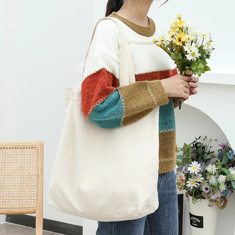 Casual Art Canvas Bag Washed Water Shoulder Shopper Bag