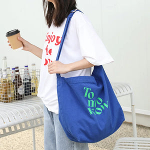 Casual Art Canvas Tote Bag Ins Letter Printed Women's Shoulder Bag