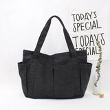 Solid Canvas Tote Bag for Women Handbag Large Capacity Shoulder Bag