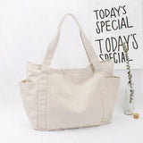 Solid Canvas Tote Bag for Women Handbag Large Capacity Shoulder Bag