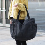 Solid Canvas Tote Bag for Women Handbag Large Capacity Shoulder Bag