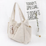 Solid Canvas Tote Bag for Women Handbag Large Capacity Shoulder Bag