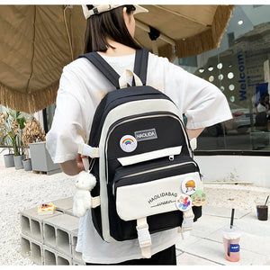 Girls Campus School Bag Set Large Capacity Backpacks for Students