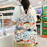Girls' Waterproof Schoolbag with Cat Printing