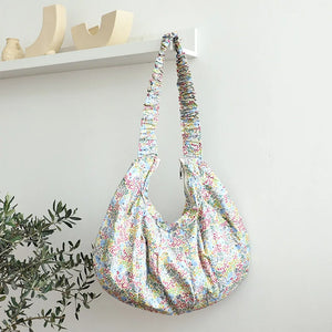 Floral Armpit Casual Shoulder Bag Pleated Messenger Bag