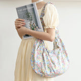 Floral Armpit Casual Shoulder Bag Pleated Messenger Bag