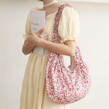 Floral Armpit Casual Shoulder Bag Pleated Messenger Bag