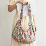 Floral Armpit Casual Shoulder Bag Pleated Messenger Bag
