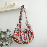 Floral Armpit Casual Shoulder Bag Pleated Messenger Bag