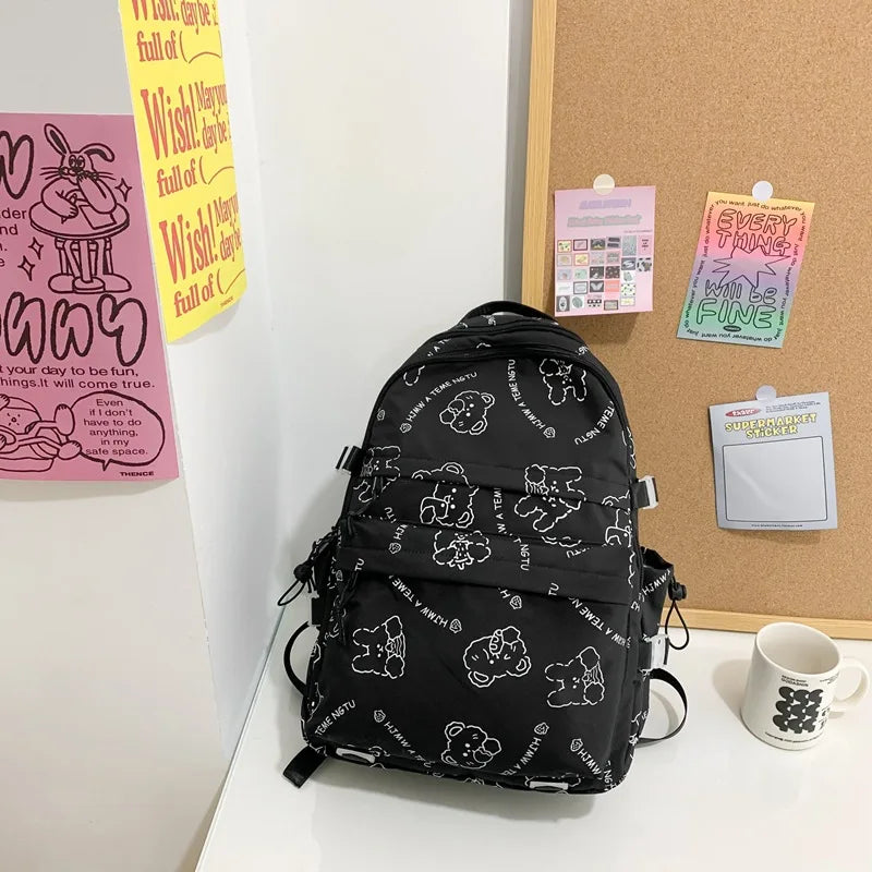 Girls' Printed School Backpack Large Capacity Travel Backpack Women