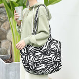 Casual Art Canvas Handbag for Women Printed Tote Plaid Shoulder