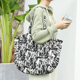 Casual Art Canvas Handbag for Women Printed Tote Plaid Shoulder