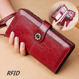 Vintage Oil Wax Leather Wallet Handbag