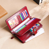 Vintage Oil Wax Leather Wallet Handbag