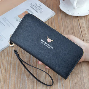 Ladies Long Zipper Wallet Clutch Bag Litchi Pattern Phone Bags Purses