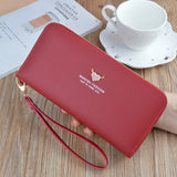 Ladies Long Zipper Wallet Clutch Bag Litchi Pattern Phone Bags Purses