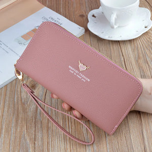 Ladies Long Zipper Wallet Clutch Bag Litchi Pattern Phone Bags Purses