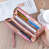 Ladies Long Zipper Wallet Clutch Bag Litchi Pattern Phone Bags Purses