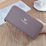 Ladies Long Zipper Wallet Clutch Bag Litchi Pattern Phone Bags Purses