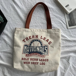 Large Capacity Travel Canvas Women's Shoulder Bag Letters Ins Art