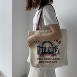 Large Capacity Travel Canvas Women's Shoulder Bag Letters Ins Art