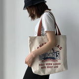 Large Capacity Travel Canvas Women's Shoulder Bag Letters Ins Art