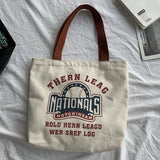 Large Capacity Travel Canvas Women's Shoulder Bag Letters Ins Art