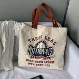 Large Capacity Travel Canvas Women's Shoulder Bag Letters Ins Art