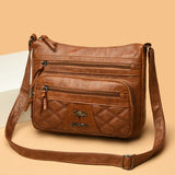 Diamond Embroidery Messenger Bag Soft Leather Large Capacity Shoulder