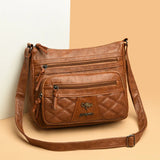 Diamond Embroidery Messenger Bag Soft Leather Large Capacity Shoulder