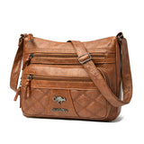 Diamond Embroidery Messenger Bag Soft Leather Large Capacity Shoulder