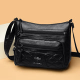 Diamond Embroidery Messenger Bag Soft Leather Large Capacity Shoulder