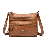 Diamond Embroidery Messenger Bag Soft Leather Large Capacity Shoulder