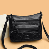 Diamond Embroidery Messenger Bag Soft Leather Large Capacity Shoulder
