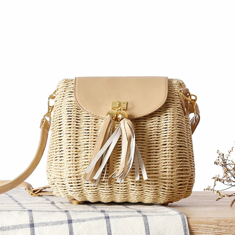 Rattan Small Fresh Sling Straw Bag Beach Vacation Woven Shoulder Bag