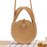 Round Cotton Rope Crossbody Woven Beach Bag