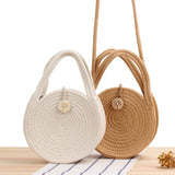 Round Cotton Rope Crossbody Woven Beach Bag