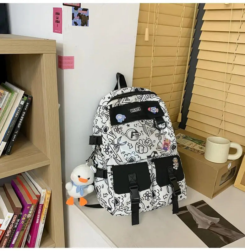 Girls School Backpack Large Capacity Light Graffiti Backpack