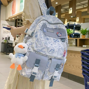 Girls School Backpack Large Capacity Light Graffiti Backpack