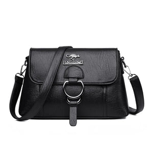 PU Soft Leather Shoulder Bag Women's Large Capacity Messenger Crossbody Bag