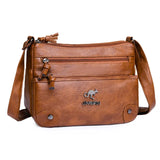 Soft Leather Female Messenger Bag Retro Solid Shoulder Bags Casual Large Capacit