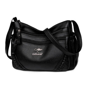 Soft Leather Multi-Layer Messenger Bag Women's Crossbody Bag