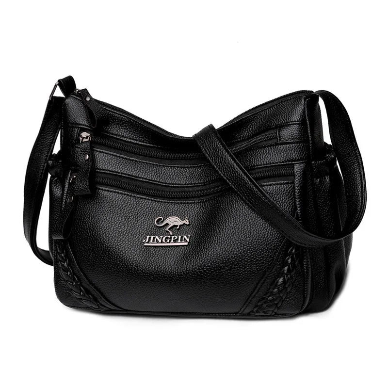 Soft Leather Multi-Layer Messenger Bag Women's Crossbody Bag